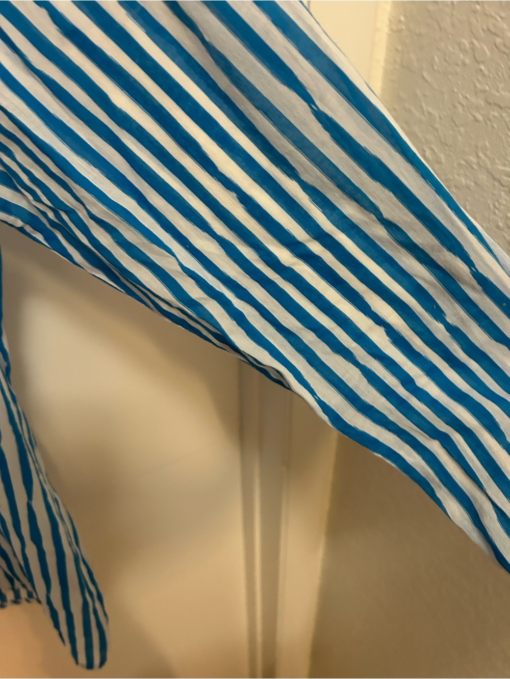 Ellen Tracy Blue and White Vertical Stripe Button-Down Shirt - Picture 4 of 6